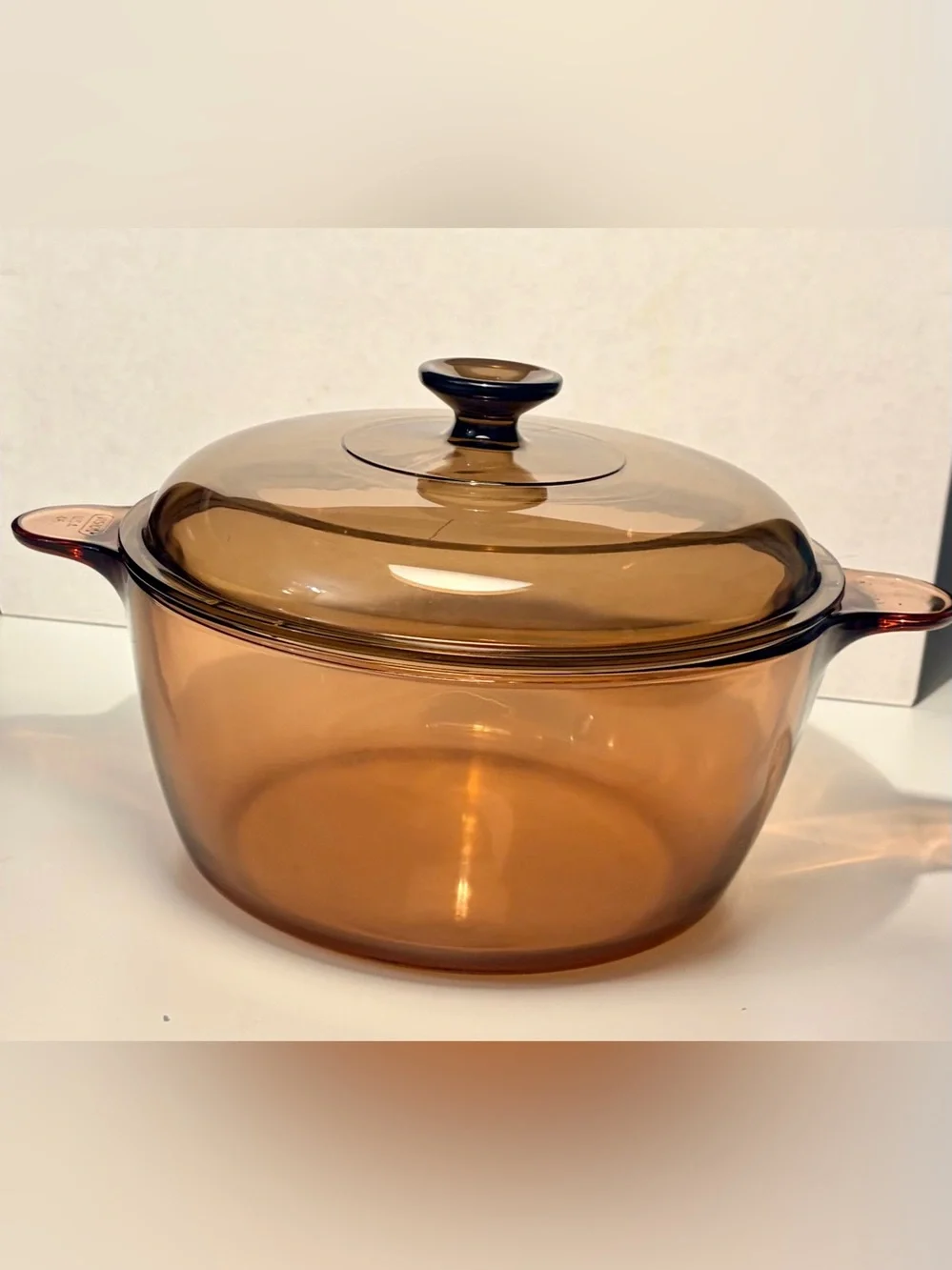 Vintage PYREX 4.5 L Visions Amber Corning Dutch Oven With Lid